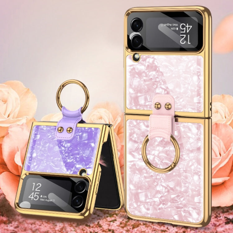 Samsung Galaxy Z Flip GKK Pink Electroplated Phone Case with Integrated Ring