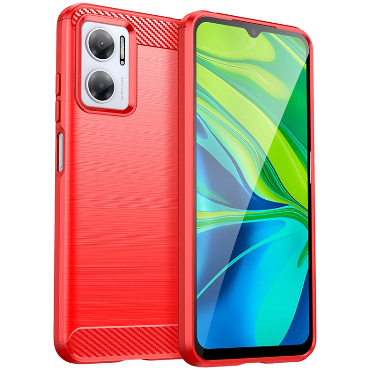 Red Brushed Texture Carbon Fiber TPU Case for Xiaomi Redmi 10 Prime+ 5G