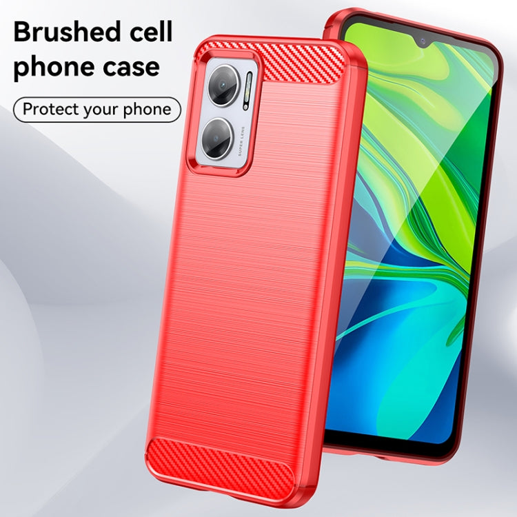 Red Brushed Texture Carbon Fiber TPU Case for Xiaomi Redmi 10 Prime+ 5G