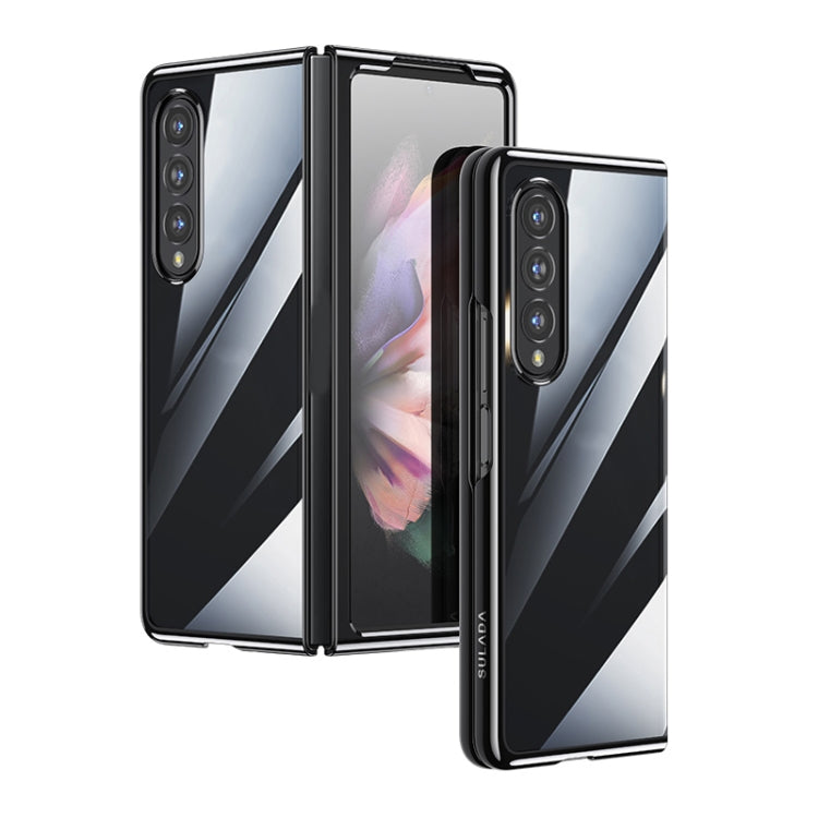 SULADA Shockproof Plating PC Transparent Protective Case for Samsung Galaxy Z Fold4 (Black)