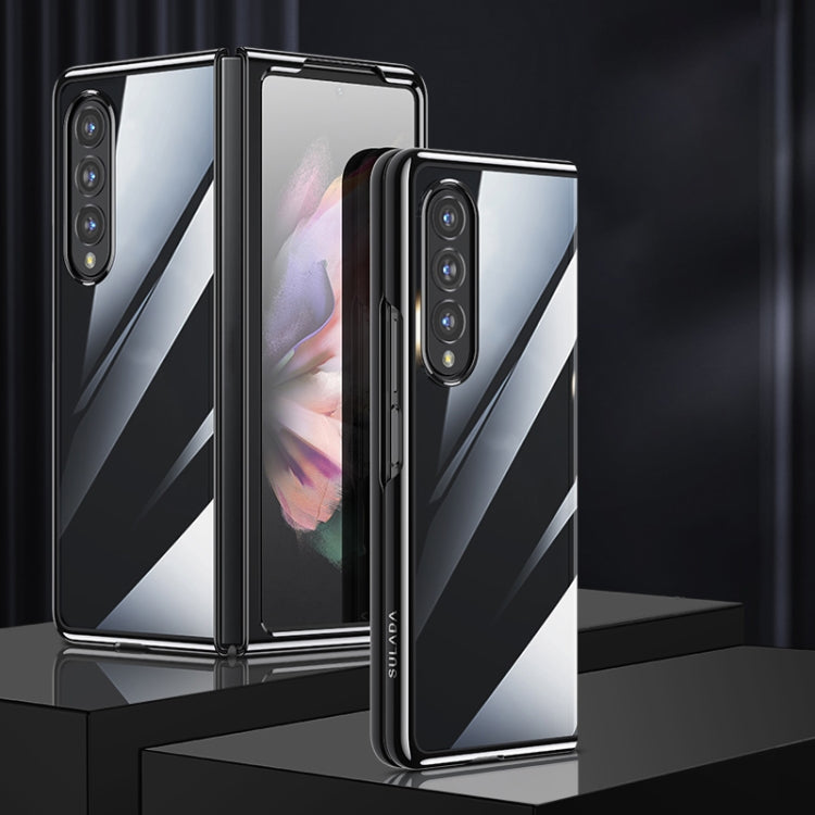 SULADA Shockproof Plating PC Transparent Protective Case for Samsung Galaxy Z Fold4 (Black)