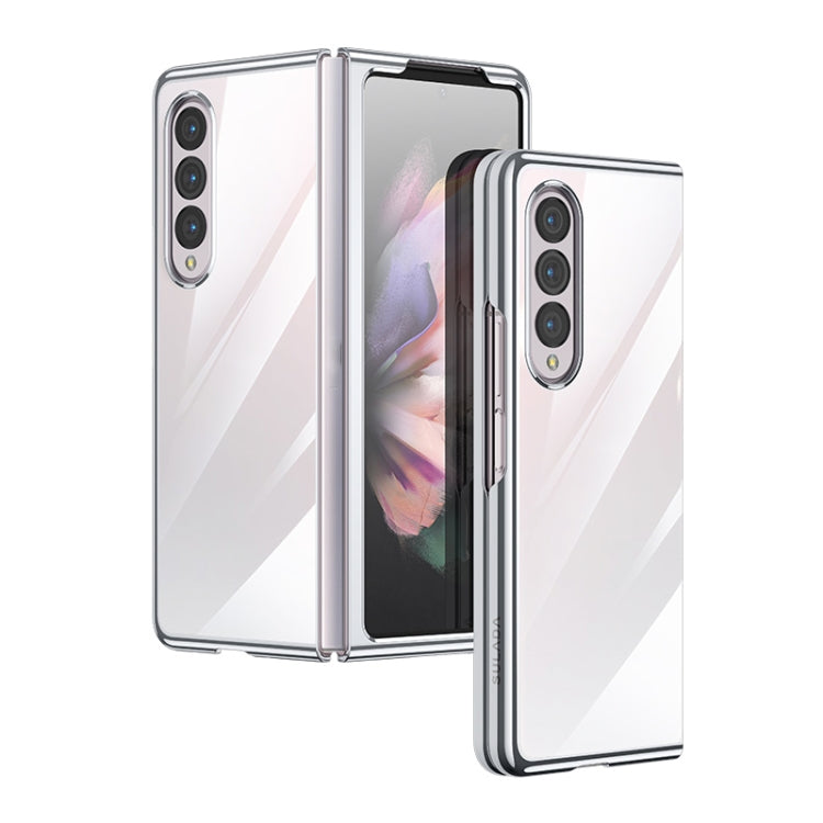 SULADA Shockproof Plating PC Transparent Protective Case for Samsung Galaxy Z Fold4 (Silver)