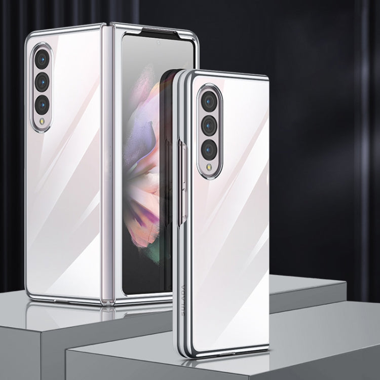 SULADA Shockproof Plating PC Transparent Protective Case for Samsung Galaxy Z Fold4 (Silver)