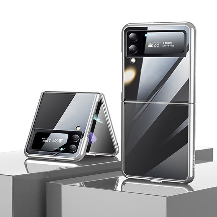 SULADA Shockproof Plating PC Transparent Protective Case for Samsung Galaxy Z Flip4 (Silver)