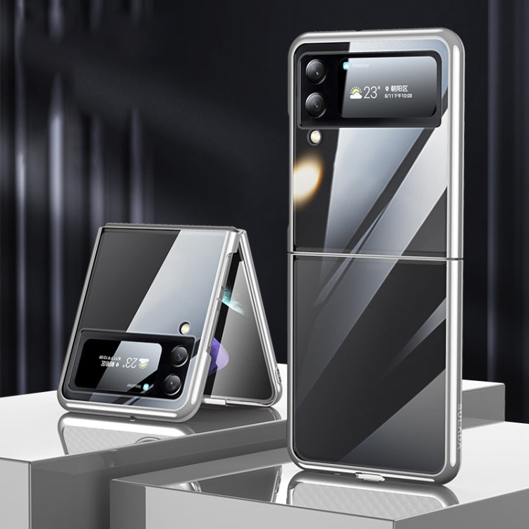 SULADA Shockproof Plating PC Transparent Protective Case for Samsung Galaxy Z Flip4 (Silver)