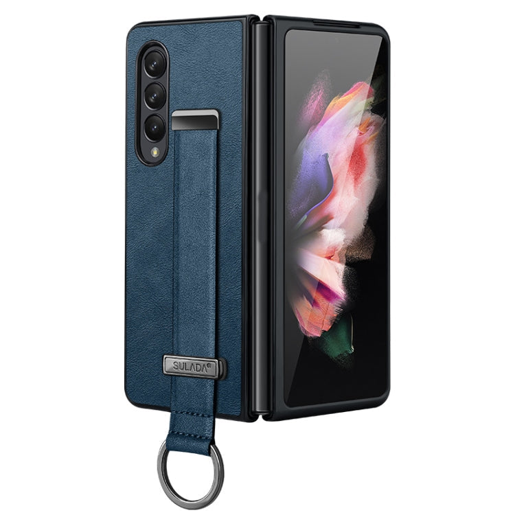 SULADA Cool Series PC + Leather Texture Shockproof Phone Case for Samsung Galaxy Z Fold4 (Blue)