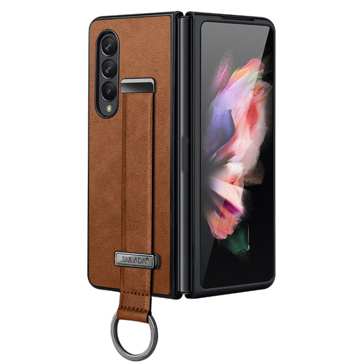 SULADA Cool Series Leather Texture Phone Case for Samsung Galaxy Z Fold4 (Brown)