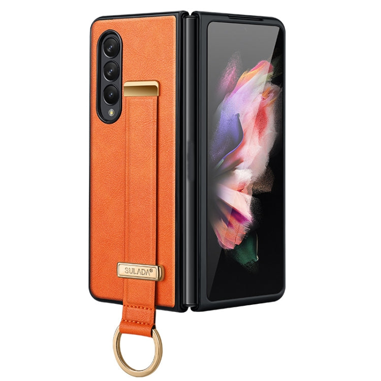 SULADA Cool Series PC + Leather Texture Shockproof Phone Case for Samsung Galaxy Z Fold4 (Orange)