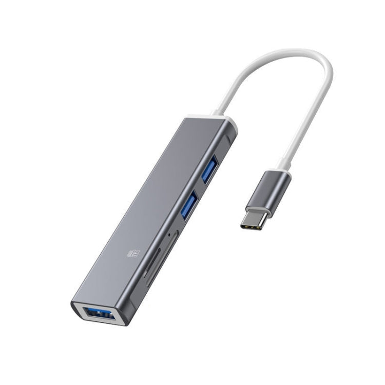 5 in 1 Type-C Multifunctional Docking Station HUB with SD / TF Card Slot and 3 USB Ports (Grey)
