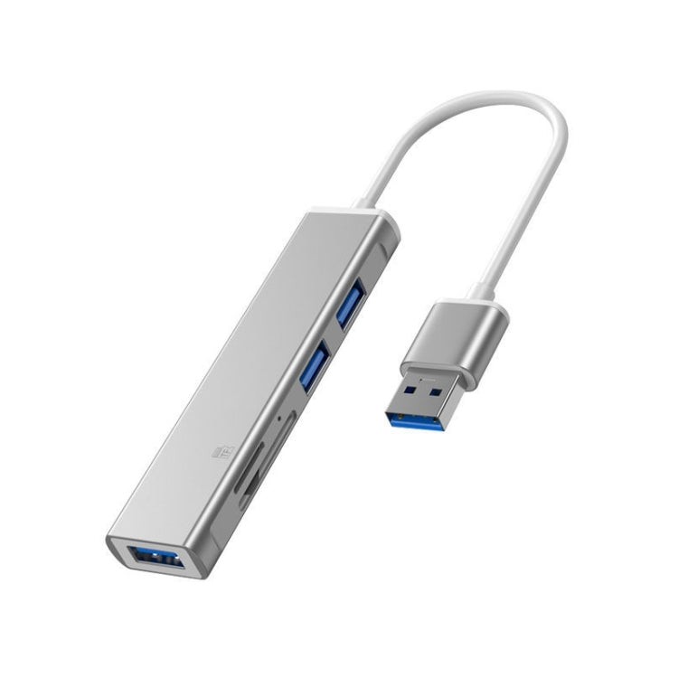 5 in 1 USB Multifunctional Docking Station HUB with SD/TF Card Slot and 3 USB Ports (Silver)
