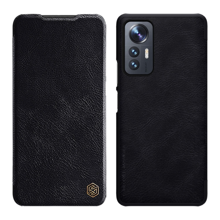 NILLKIN QIN Series Crazy Horse Texture Leather Phone Case for Xiaomi 12 Lite (Black)