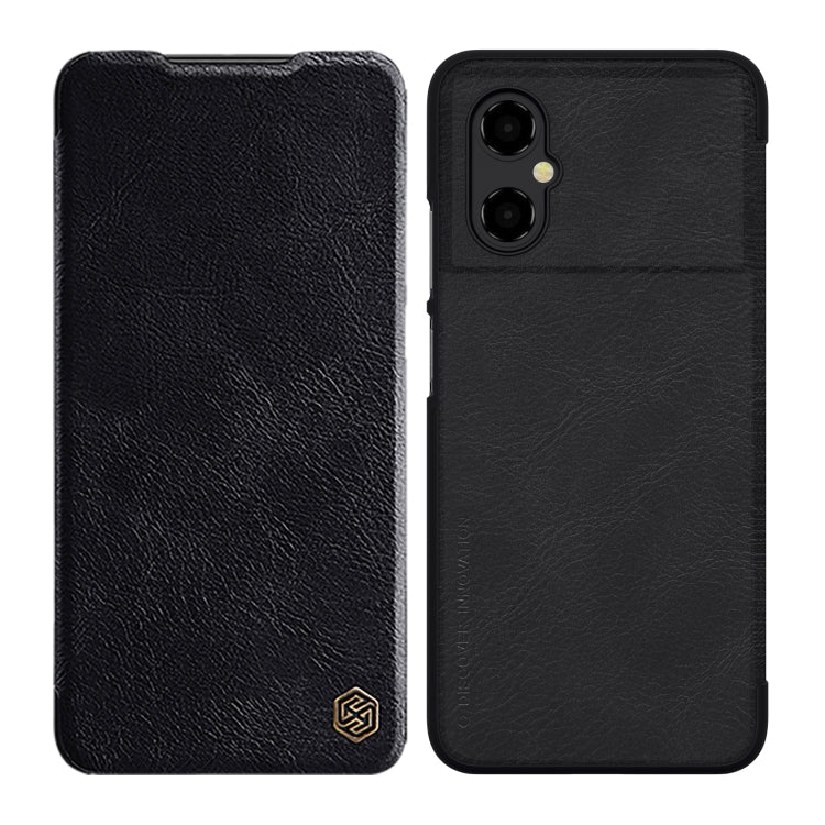 NILLKIN QIN Series Crazy Horse Texture Leather Phone Case for Xiaomi Poco M4 5G (Black)