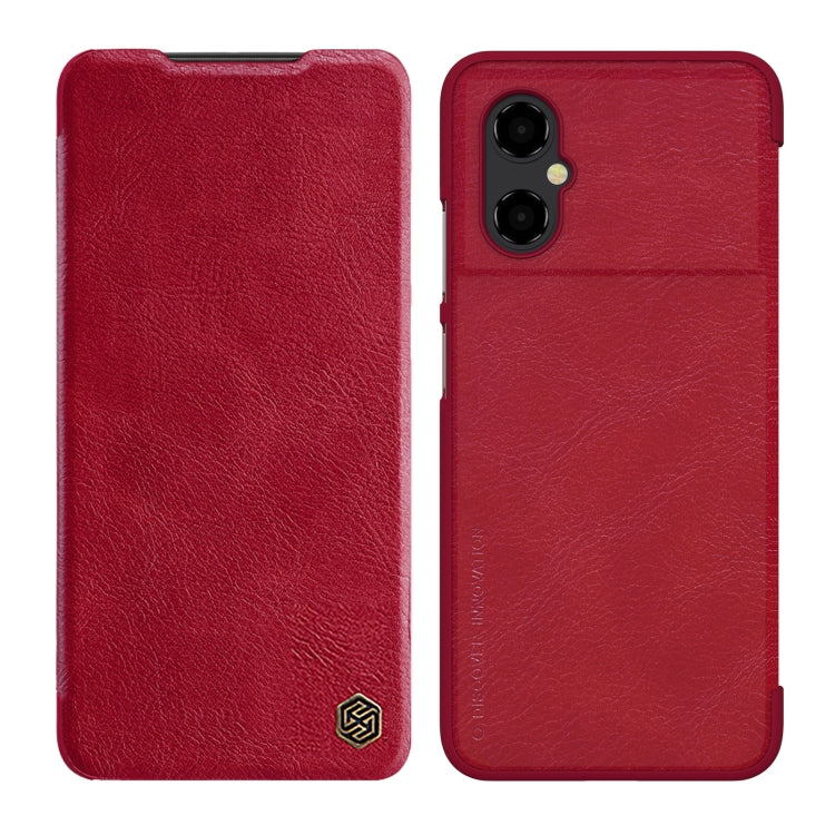 NILLKIN QIN Series Crazy Horse Texture Leather Phone Case for Xiaomi Poco M4 5G (Red)