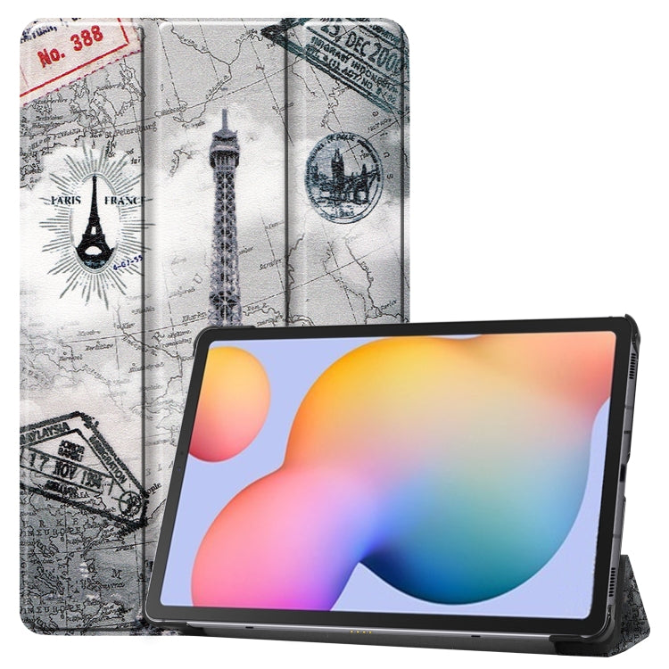 Colored Drawing Eiffel Tower Leather Case for Samsung Galaxy Tab S6 Lite P610 10.4 inch