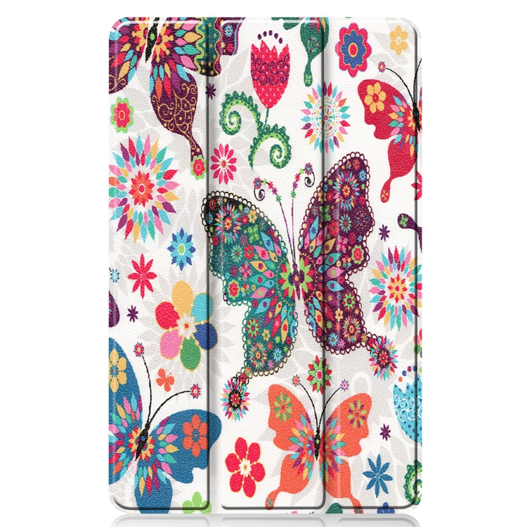 Colored Drawing Horizontal Flip Leather Case for Samsung Galaxy Tab S6 Lite P610 10.4 inch with Three-folding Holder (Colorful Butterfly)