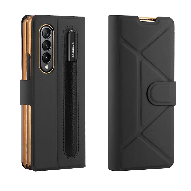 GKK Transformers Shockproof Folding Phone Leather Case for Samsung Galaxy Z Fold4 with Pen Slot & Stand(Black)