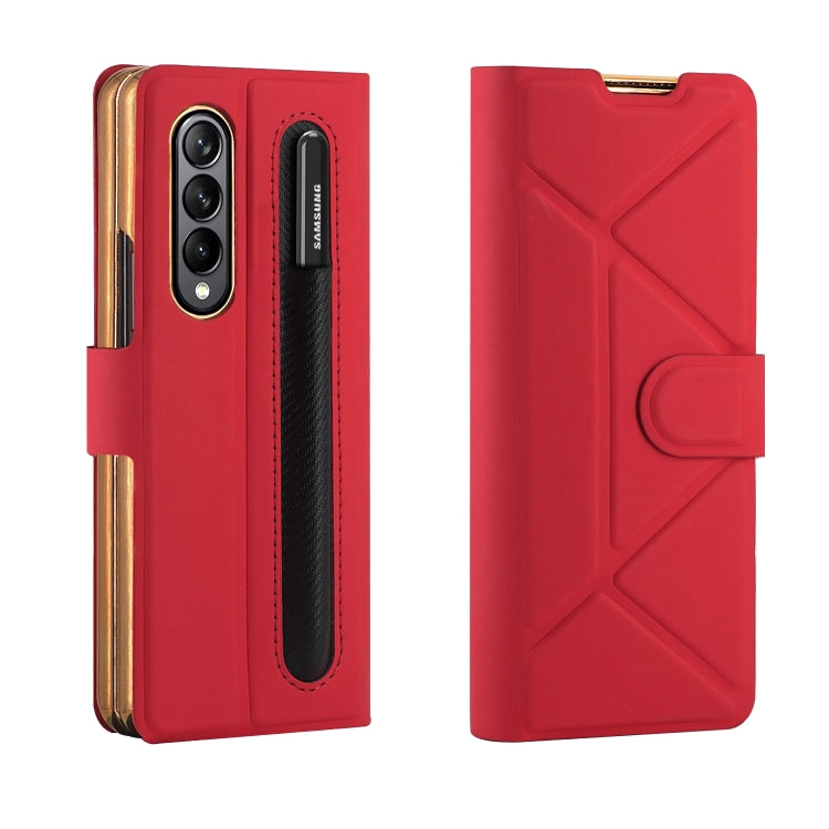Samsung Galaxy Z Fold4 GKK Transformers Shockproof Folding Phone Leather Case with Pen Slot & Stand (Red)