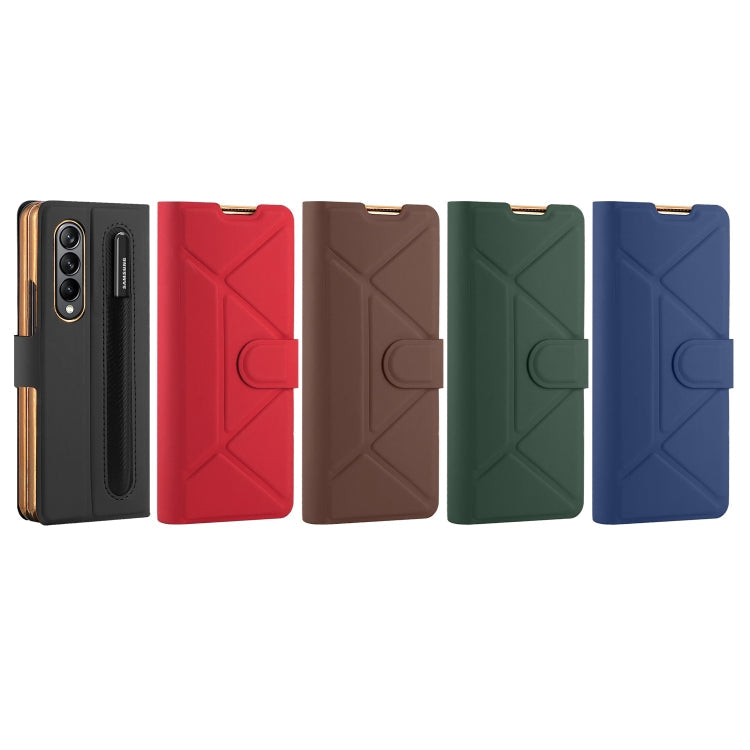 GKK Transformers Shockproof Folding Phone Leather Case for Samsung Galaxy Z Fold4 with Pen Slot & Stand(Black)