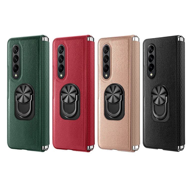 GKK Litchi Pattern Foldable Protective Phone Case with Ring Holder for Samsung Galaxy Z Fold4 (Red)