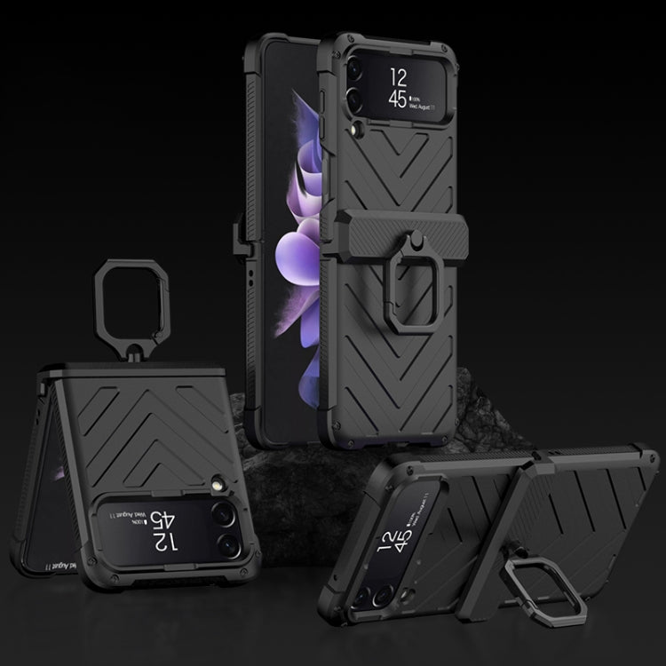 GKK Sliding Camshield Phone Case with Ring Holder for Samsung Galaxy Z Flip, Black