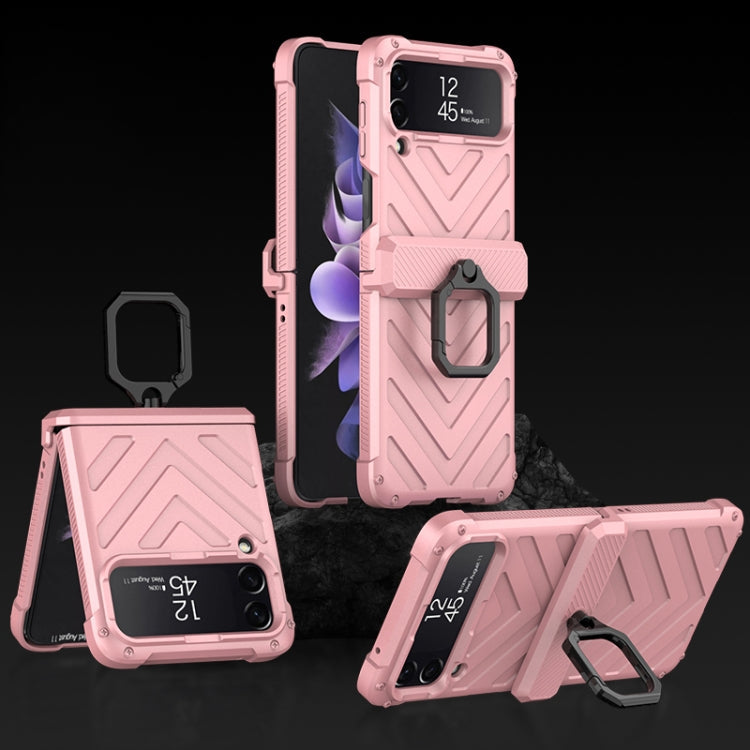GKK Sliding Camshield Magnetic Armor Flip Phone Case for Samsung Galaxy Z Flip4 (Sweet Pink)