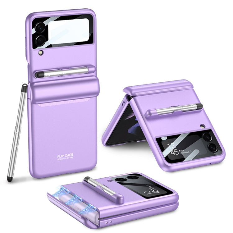 Samsung Galaxy Z Flip4 GKK Magnetic Purple Phone Flip Case with Pen