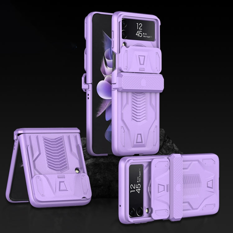 GKK Sliding Camshield Magnetic Armor Flip Phone Case for Samsung Galaxy Z Flip4 (Purple)