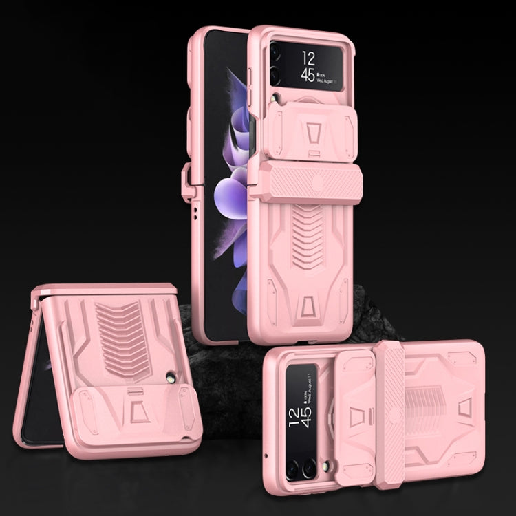 GKK Sliding Camshield Magnetic Armor Flip Phone Case for Samsung Galaxy Z Flip4 (Sweet Pink)