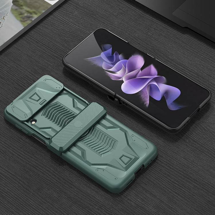 GKK Sliding Camshield Magnetic Armor Flip Phone Case for Samsung Galaxy Z Flip4 (Forest Green)