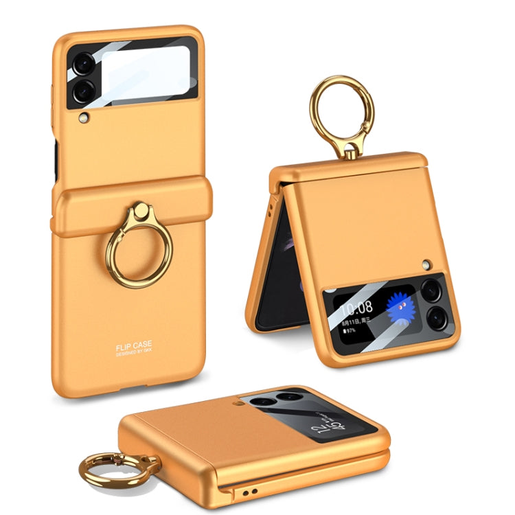 Samsung Galaxy Z Flip4 GKK Magnetic Hinged Flip Case with Ring Holder - Orange