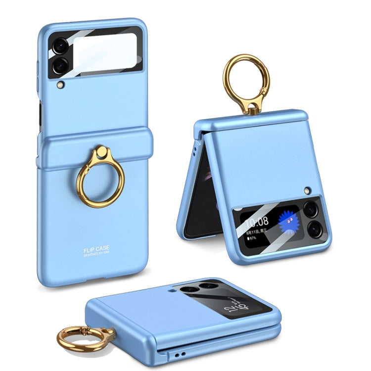 Samsung Galaxy Z Flip4 Blue Magnetic Hinged Flip Case with Ring Holder
