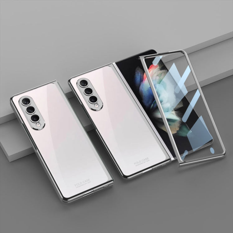 Samsung Galaxy Z Fold4 Electroplated Glass Phone Case (Silver)