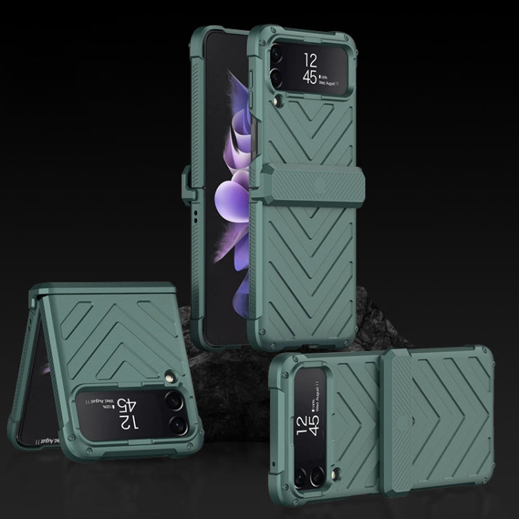 GKK Magnetic Folding Swivel Armored Phone Case for Samsung Galaxy Z Flip4 (Forest Green)