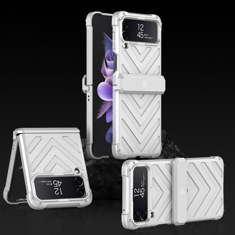 Samsung Galaxy Z Flip4 GKK Silver Magnetic Armored Phone Case with Hinges
