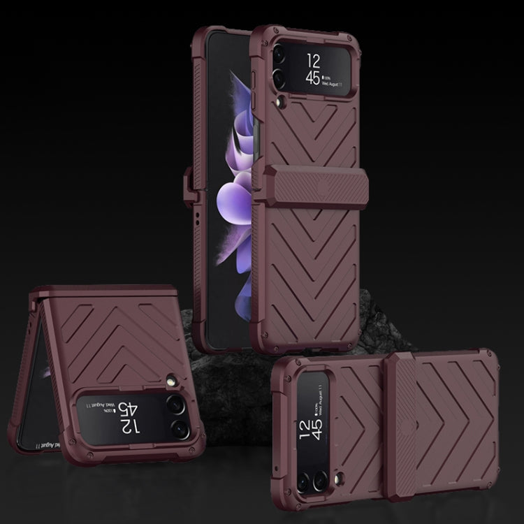 GKK Magnetic Folding Swivel Armored Phone Case for Samsung Galaxy Z Flip4 - Wine Red