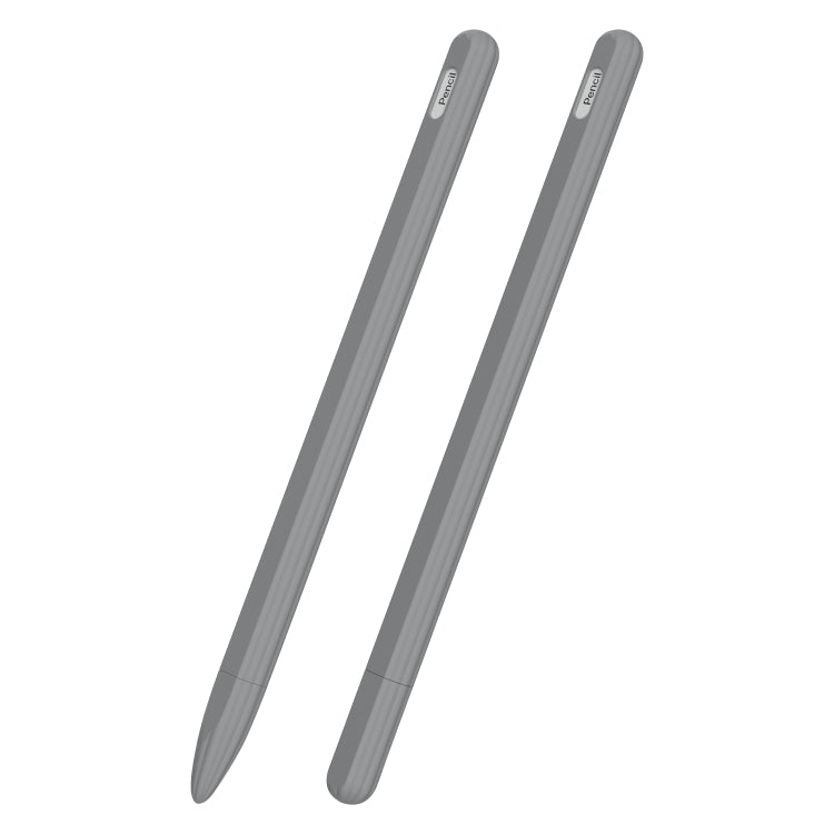 3 in 1 Grey Striped Liquid Silicone Stylus Case with Two Tip Caps for Apple Pencil 1