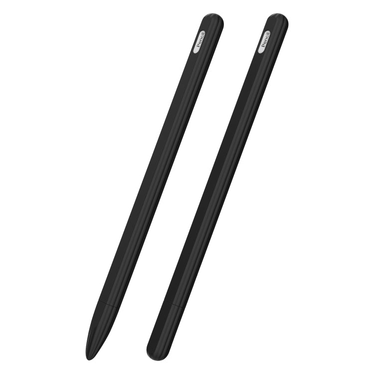 3 in 1 Striped Liquid Silicone Stylus Case with Two Tip Caps For Apple Pencil 1 (Black) - Enhanced Grip and Protection
