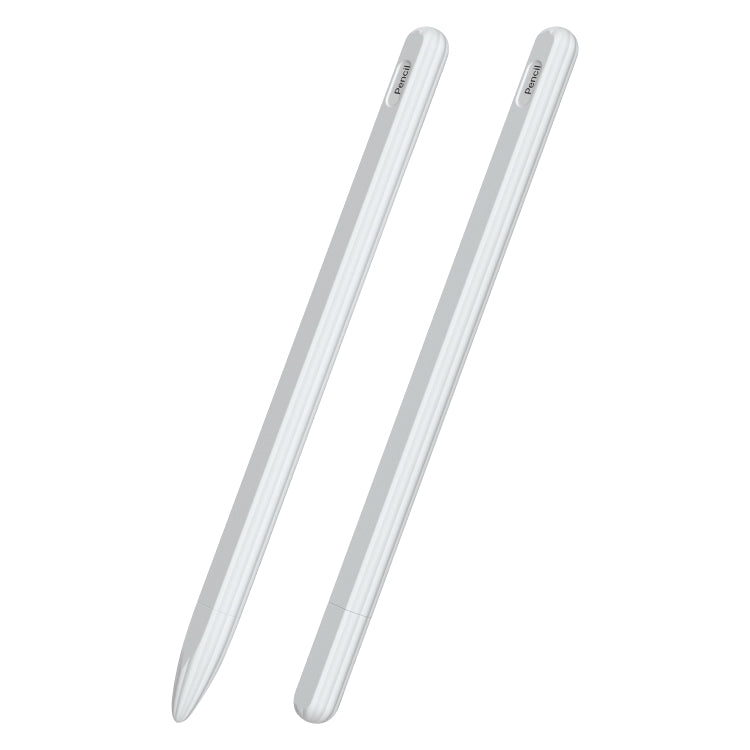 3 in 1 Striped Liquid Silicone Stylus Case for Apple Pencil 1 - White