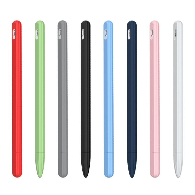 3 in 1 Striped Liquid Silicone Stylus Case for Apple Pencil 1 - White