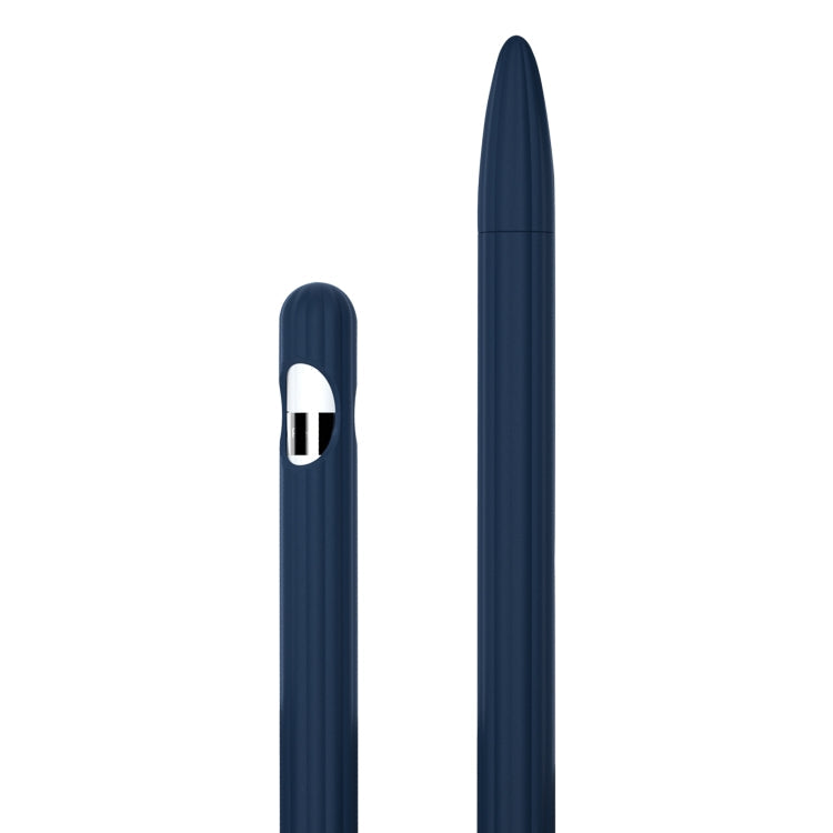 3-in-1 Midnight Blue Striped Liquid Silicone Stylus Case for Apple Pencil 2 with Two Tip Caps