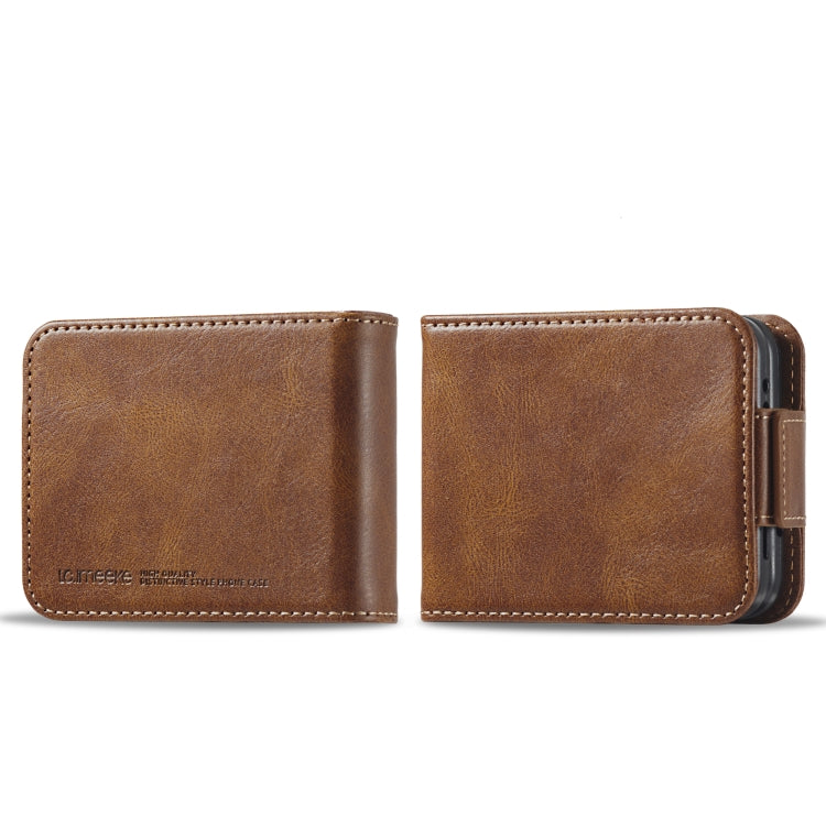 RFID Anti-Theft Leather Phone Case for Samsung Galaxy Z Flip4 5G (Brown)