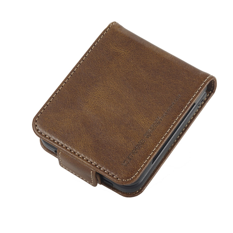 RFID Anti-Theft Leather Phone Case for Samsung Galaxy Z Flip4 5G (Brown)
