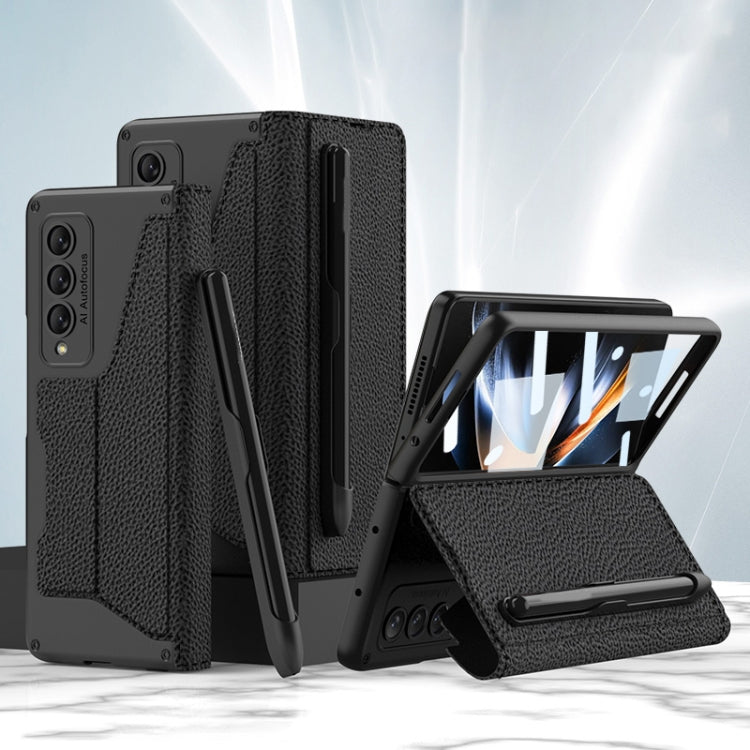 Samsung Galaxy Z Fold4 GKK Leather Flip Case with Tempered Glass Screen Protector and Pen Slot