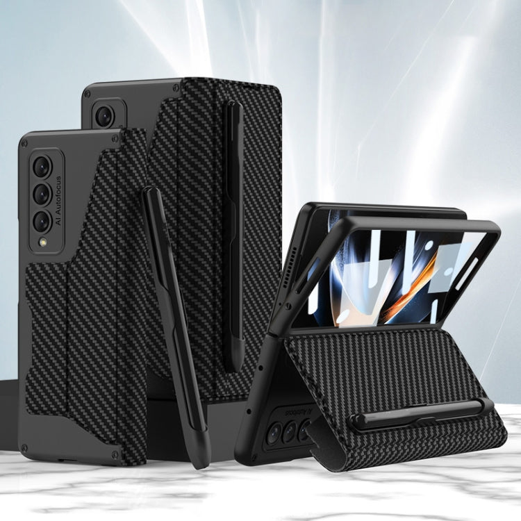GKK Screen Tempered Glass Film Armor Flip Leather Case for Samsung Galaxy Z Fold4 with Pen Slot