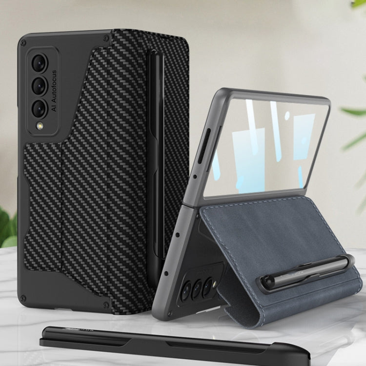 Samsung Galaxy Z Fold4 GKK Leather Flip Case with Tempered Glass Screen Protector and Pen Slot