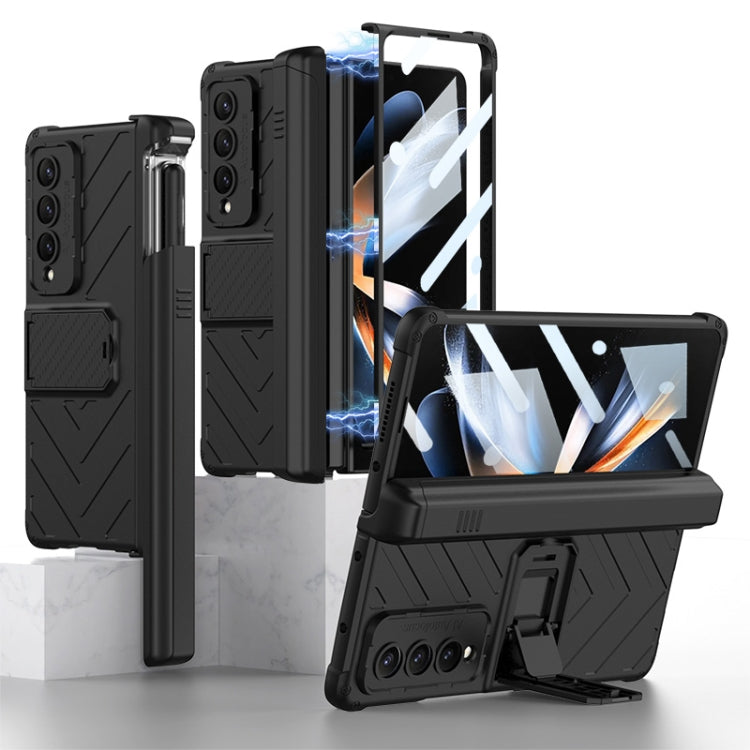 Samsung Galaxy Z Fold4 GKK Magnetic Armor Flip Phone Case with Pen Box - Black