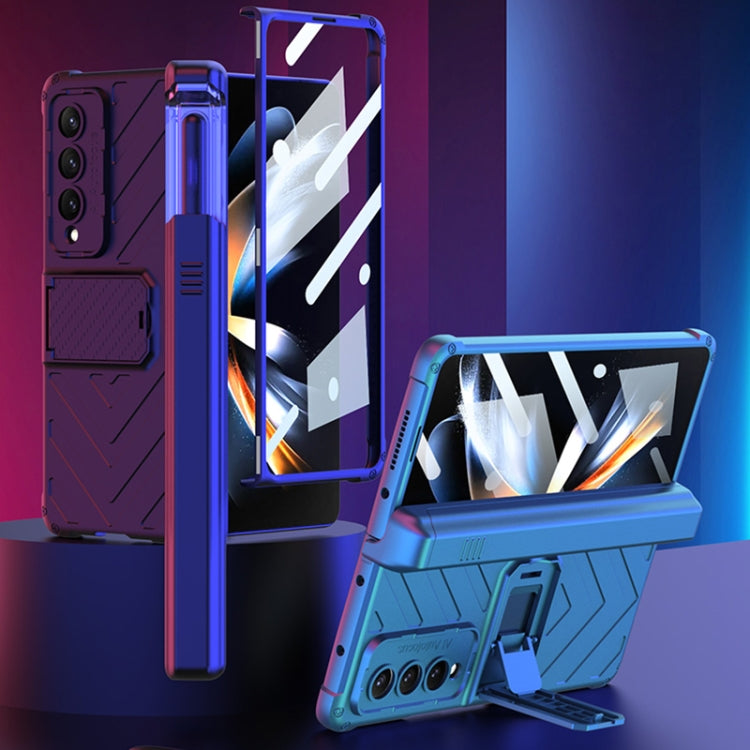 Samsung Galaxy Z Fold4 Magnetic Armor Phone Case with Pen Box (Dark Green)