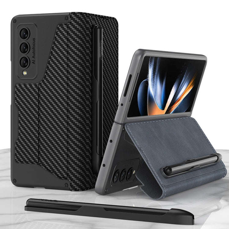 GKK Armor Flip Leather Phone Case with Pen Slots for Samsung Galaxy Z Fold4 (Grey)