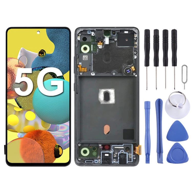 LCD Screen and Digitizer Assembly with Frame for Samsung Galaxy A51 5G SM-A516