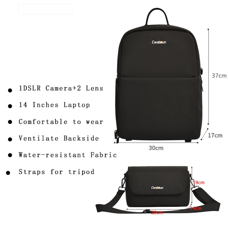 CADeN D75 Camera Backpack - Large Black Shockproof Photography Bag with Tripod Slot